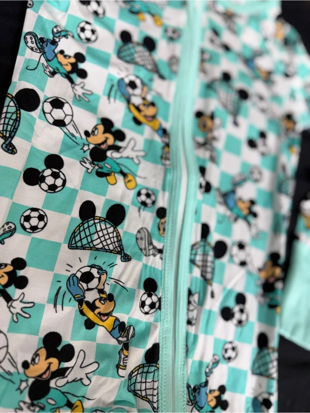 Disney Mint Green Mickey Mouse Soccer One-Piece Bamboo Pajama